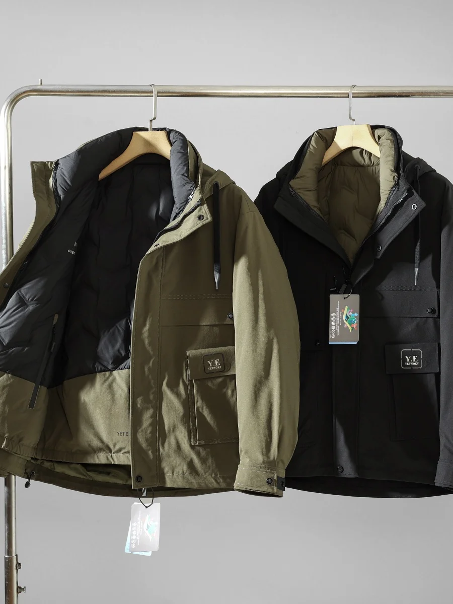 

Мужская уличная рабочая куртка 3-в-1: пуховик, ветрозащитная, теплая, повседневная, модная, городская, со съемной внутренней подкладкой, с наполнителем из пуха.