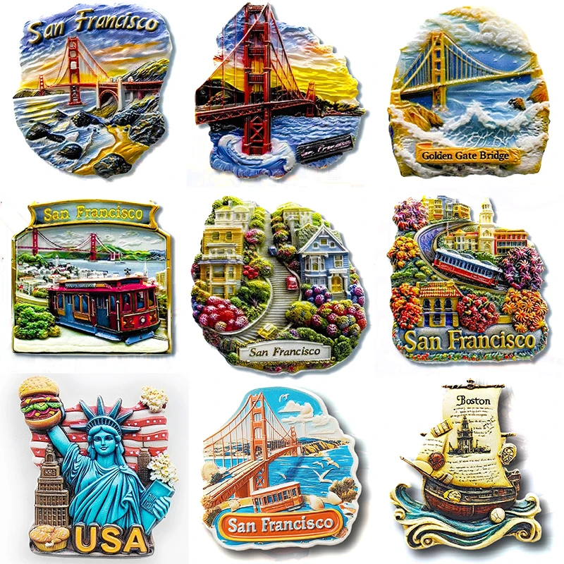 United States San Francisco Boston Fridge Magnet Message Board Decorative Travel Souvenir Refrigerator Sticker Home Decor Gifts