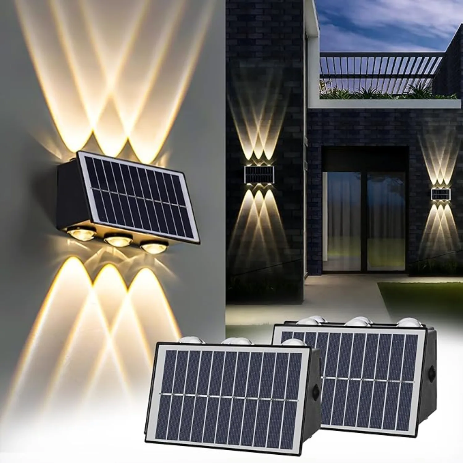 

Solar Fence Lights Outdoor,6LED Wall Lights for Yard Garden Pathway Patio,Auto On/Off,IP65,Easy Install–No Wire Needed (2 Pack)