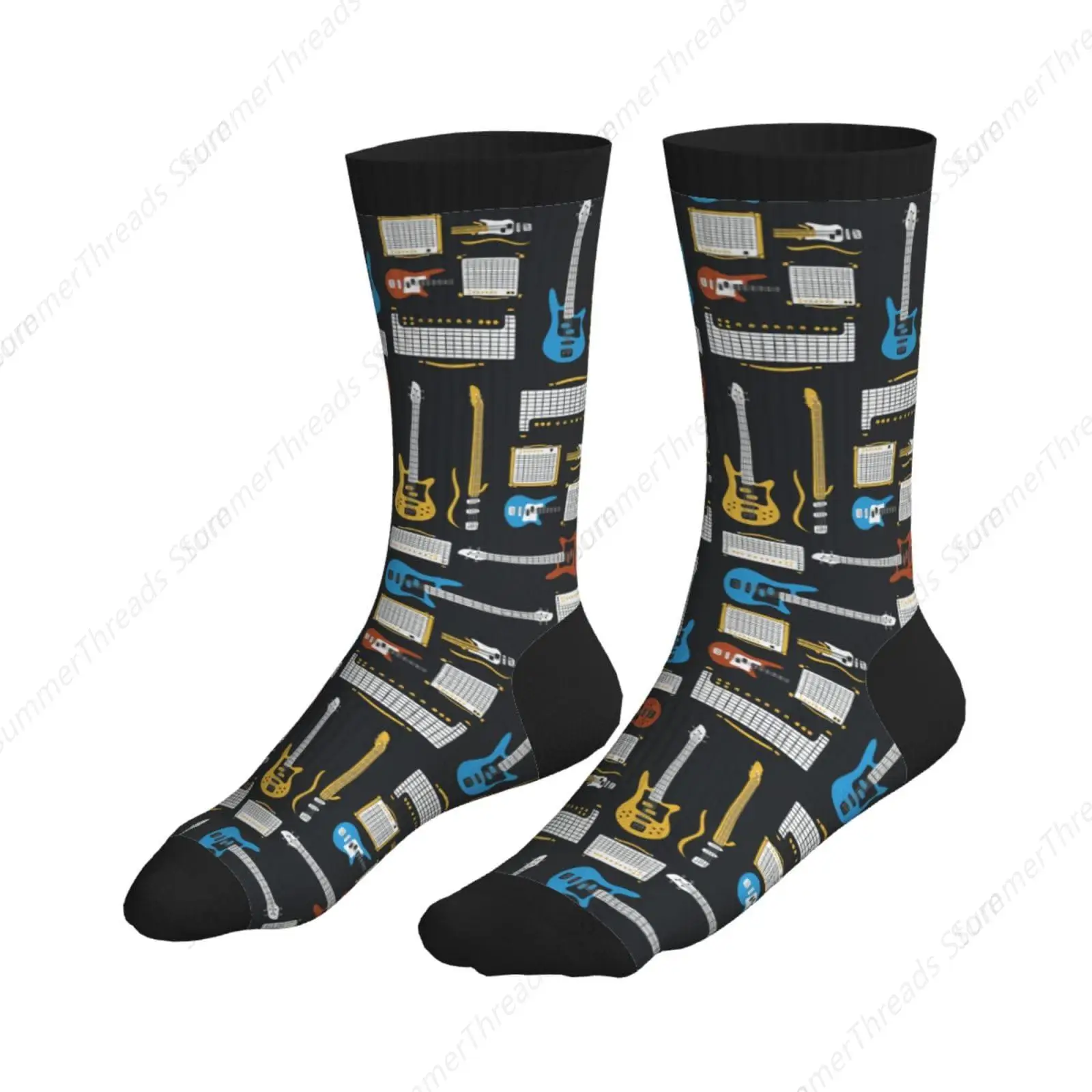 

Забавные новинки с узором гитары и усилителей, носки Crazy Crew, новинка, подарки, носки