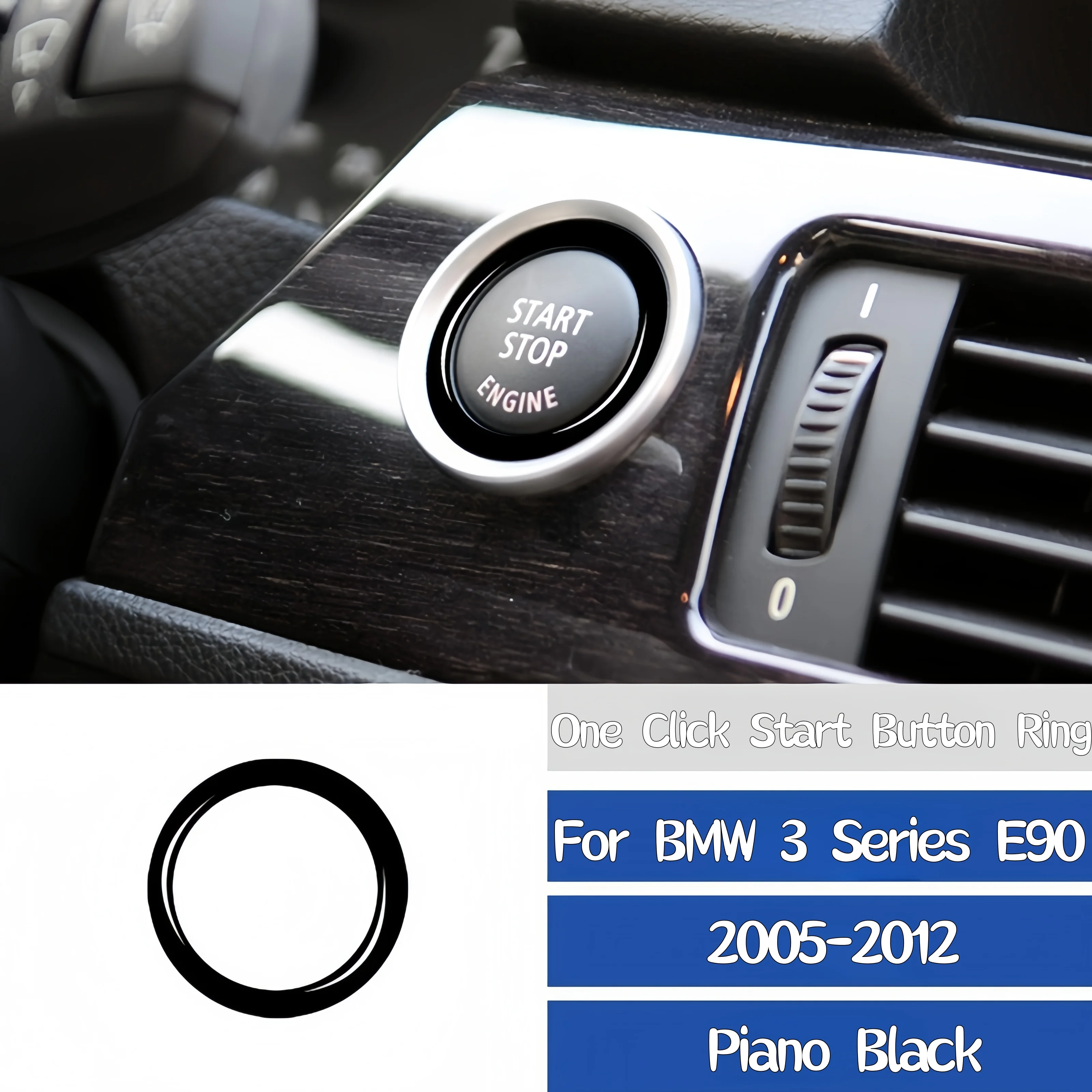 

For BMW E90 2005-2012 Car Interior Accessories Piano Black Auto Engine Start Stop Button Switch Ring Trim Cover Decor Sticker