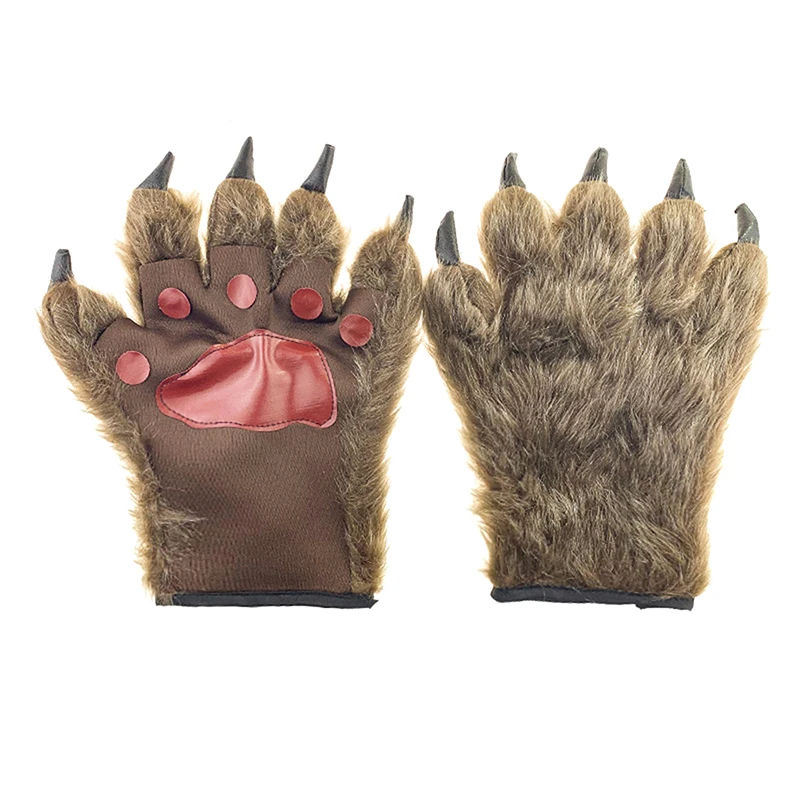 1 par de guantes de lobo de Halloween, guantes creativos de hombre lobo, divertidos guantes de gorila, maquillaje, escenario, manos, patas, garra, accesorios de terror para Cosplay