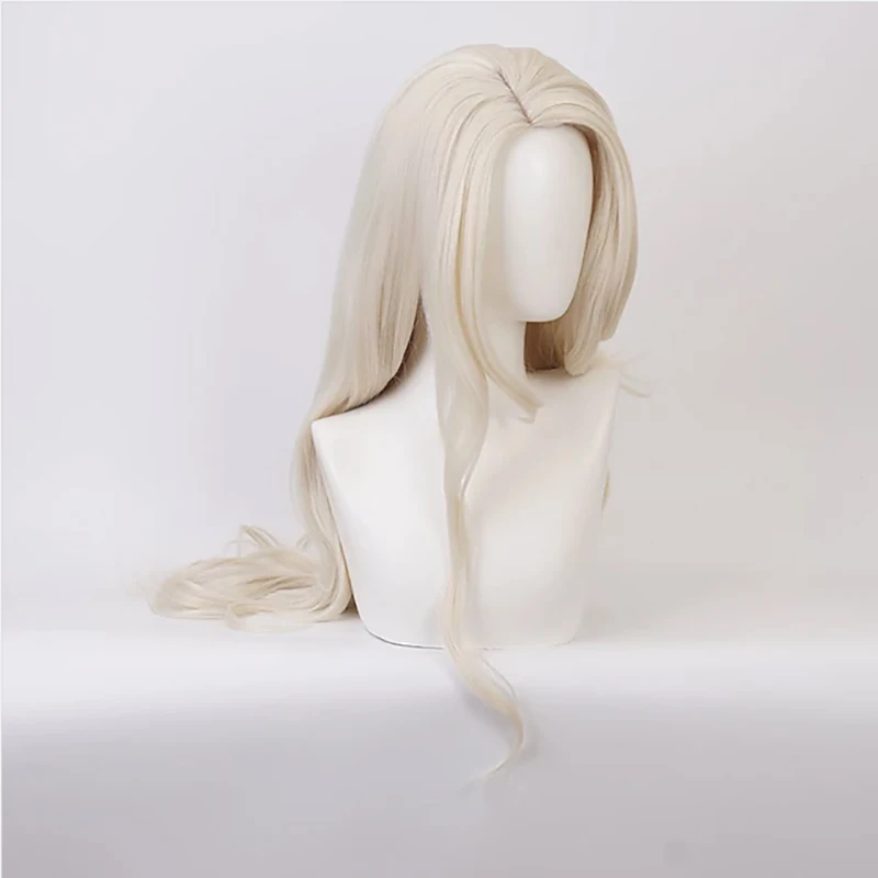 HAIRJOY Women Long Middle Part Curly Blonde Elsa Cosplay Wigs Heat Resistant Synthetic Hair