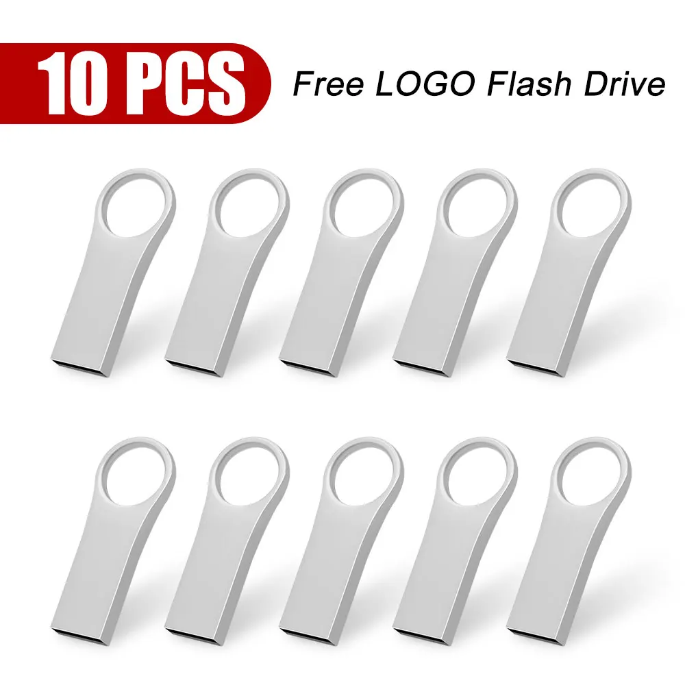 

10PCS Free Custom LOGO USB Flash Drive 4GB 8GB 2.0 High Speed Pen Drive 16GB 32GB 64GB 128GB Pendrive metal usb sticks with key