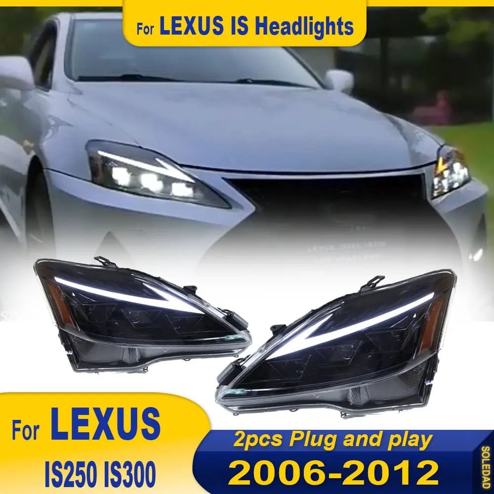 

Пара автомобильных фар для Lexus IS250 IS300, светодиодная фара 2006-2012, фара Drl, линза проектора, автомобильные аксессуары, Plug and play
