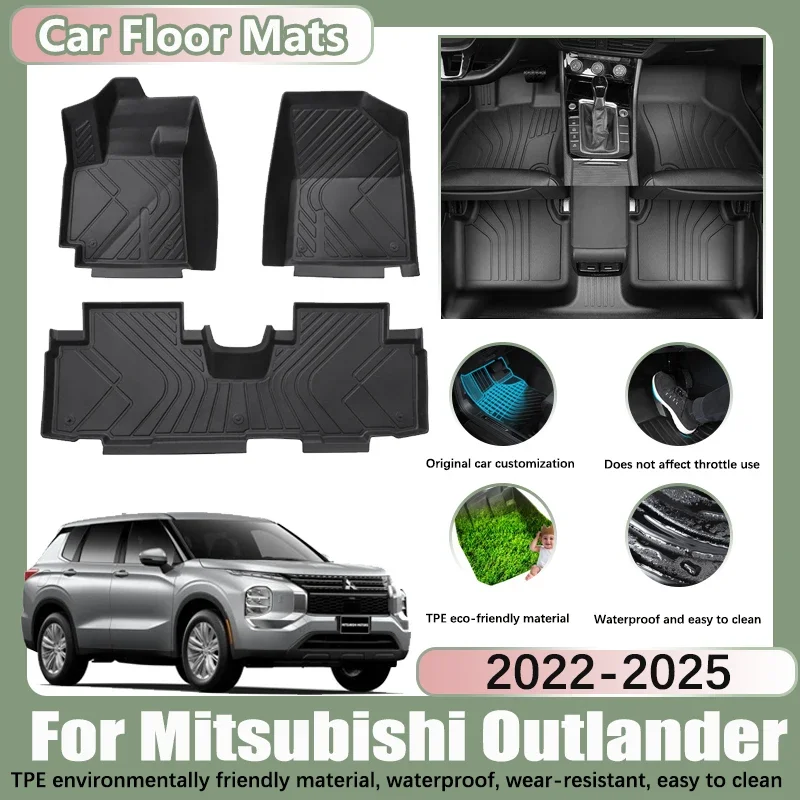 

LHD Car Floor Mat for Mitsubishi Outlander PHEV GN 2022-2024 2023 2025 Tray Car Waterproof Foot Pad Custom Liner Mat Accessories