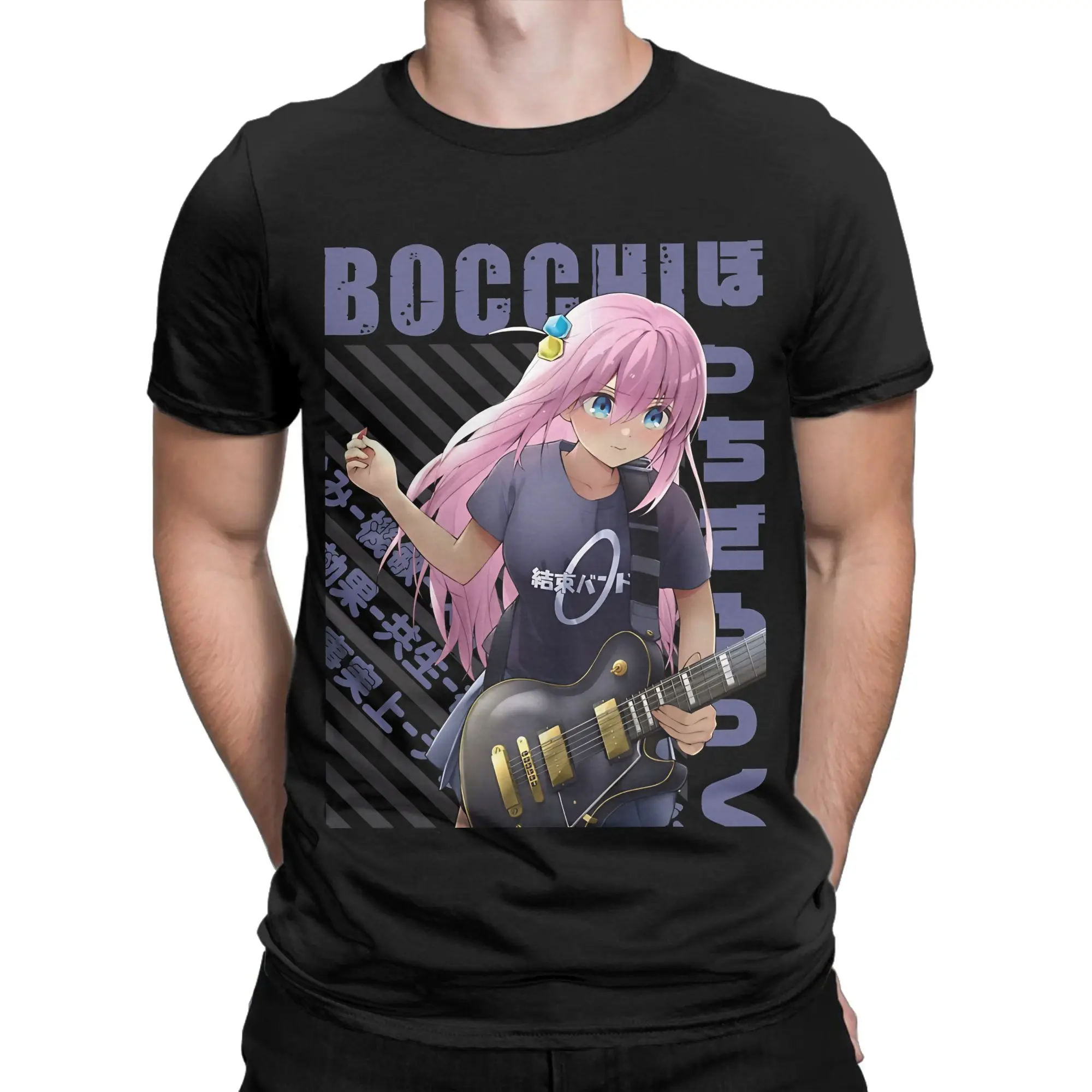 Youth Rock Vibe Classic Bocchi the Rock Graphic 100% Cotton T-Shirt Tops Tees For Men