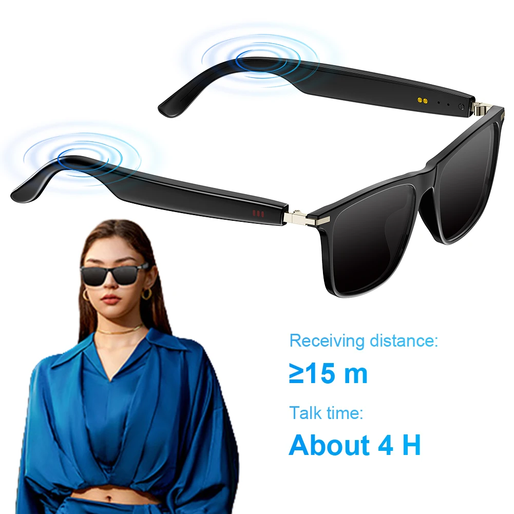 

Smart Glasses with AI Translator BT Glasses Hands-Free Music & Calls Audio Glasses Waterproof for Men Women