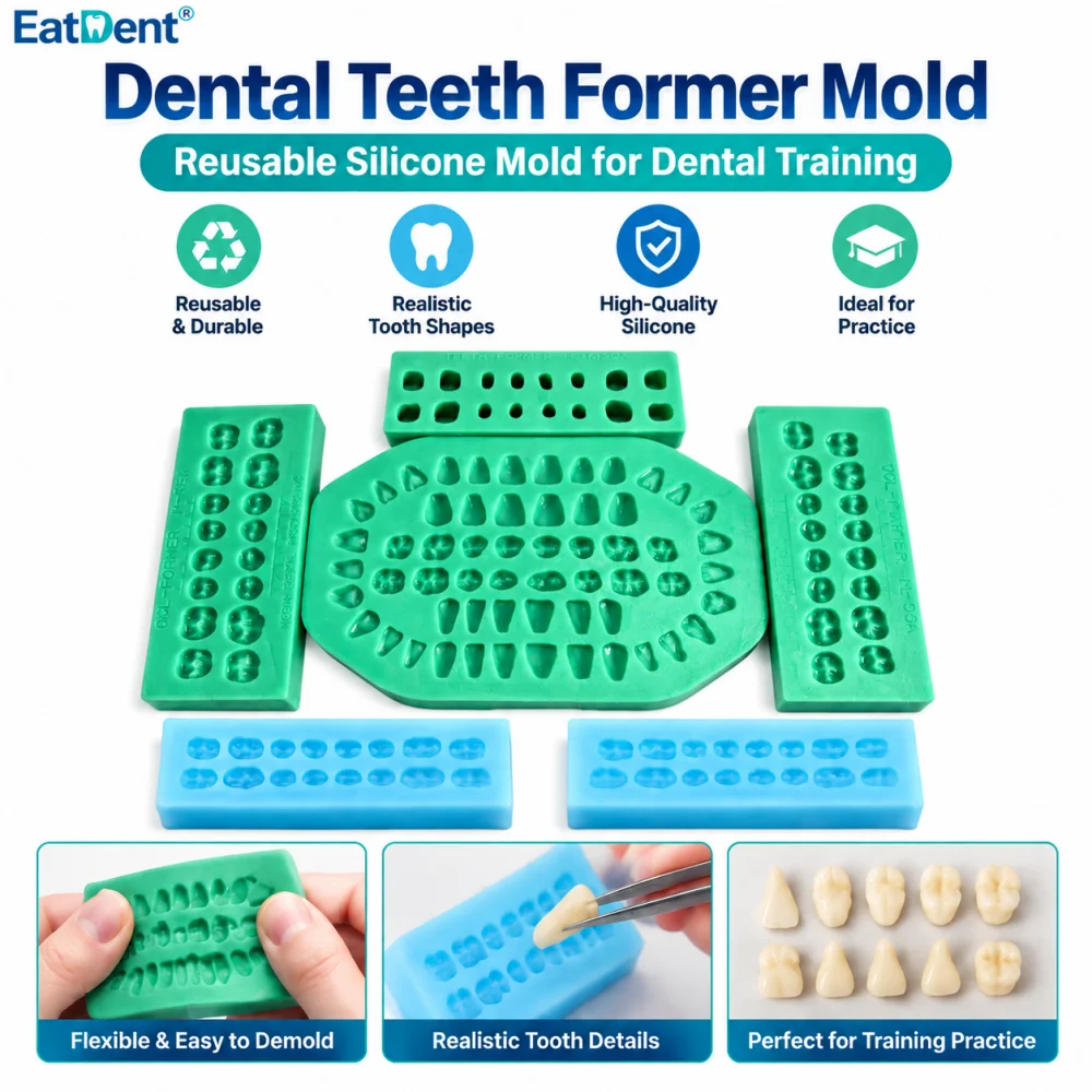 4PCS/Set Dental Teeth Mold Silicone Jaw Plane Template Denture Restoration Mold Casting Crown Bridge Making Mold Casting Pattern