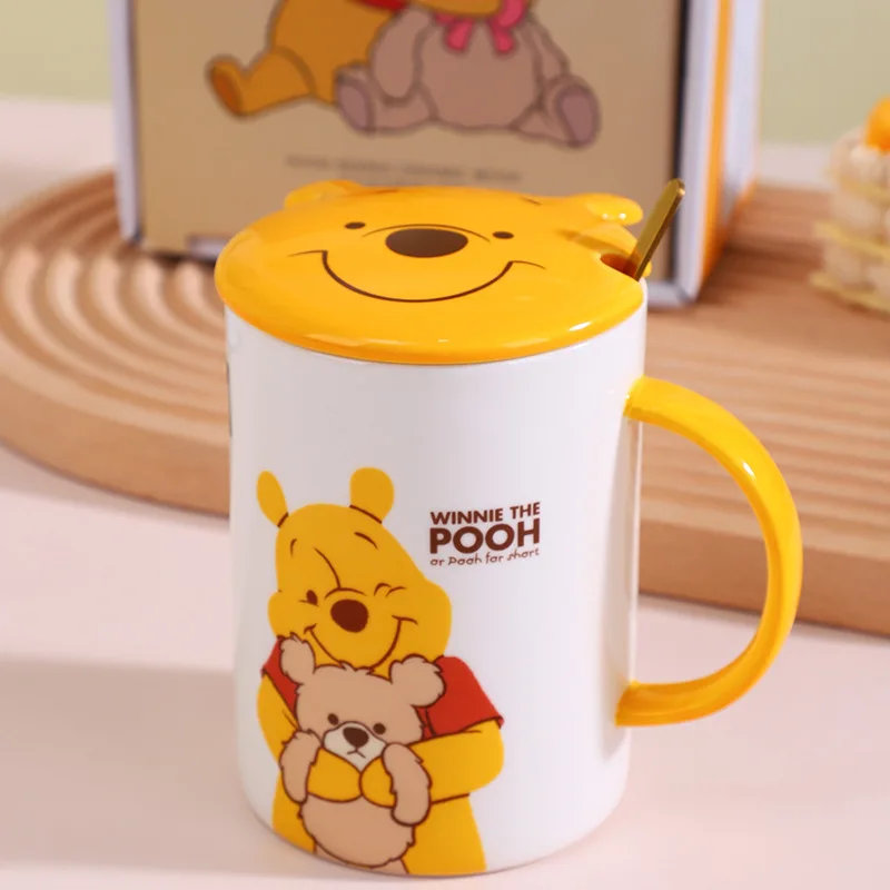 Anime Cartoon Pooh Bear Creative Ceramic Mug 500ML Coffee Cup Ceramic Milk Cups Drinkware Water Cup Gift Box