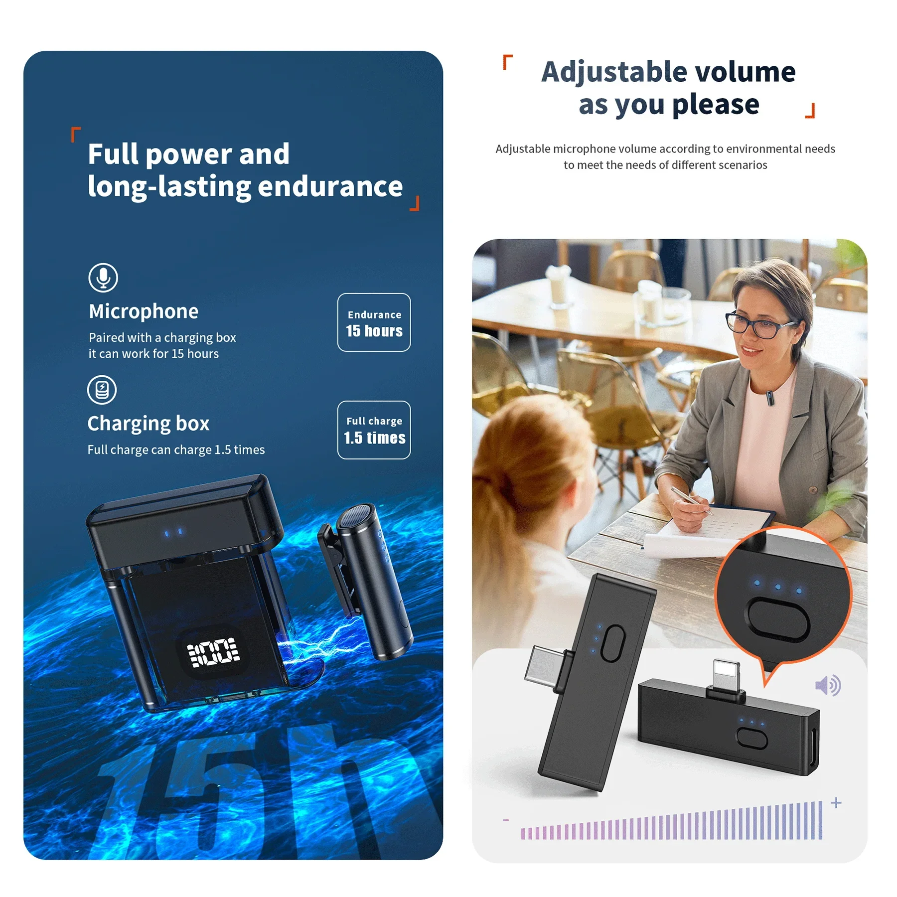 Mikrofon Lavalier Nirkabel untuk Perekaman Studio Mikrofon Kerah Profesional Magnetik dengan Kotak Pengisi Daya Pengurang Kebisingan Langsung