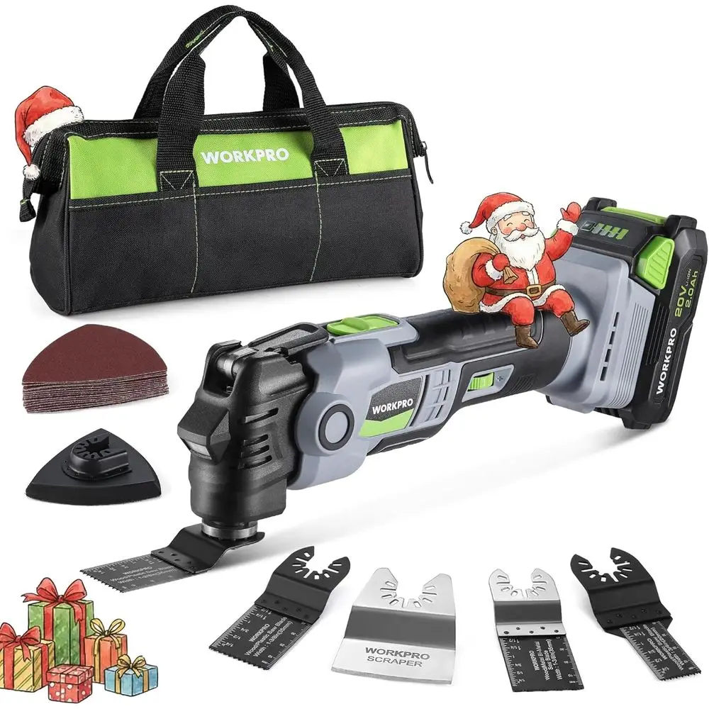 

WORKPRO 20V Oscillating Tool Kit, Cordless and Brushless 19,000 RPM Orbiting Multi Tool with 6 Variable Speeds, 3.6°Oscillation