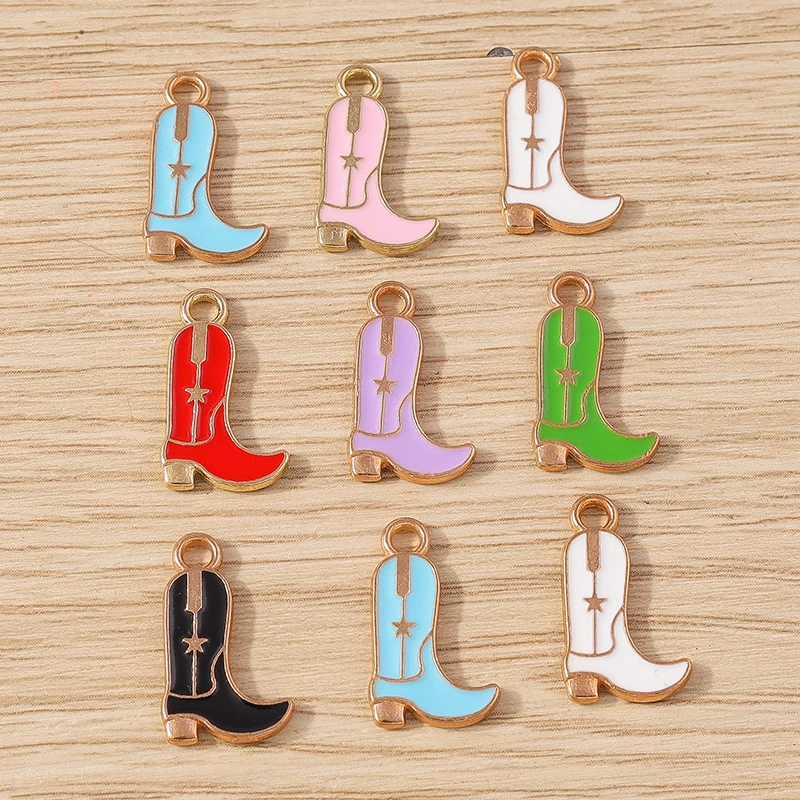 10 Stück niedliche Emaille-Stiefel-Anhänger für die Schmuckherstellung, Ohrringe, Halsketten, Armbänder, DIY, handgefertigtes Kunsthandwerk, Zubehör – Detail 8