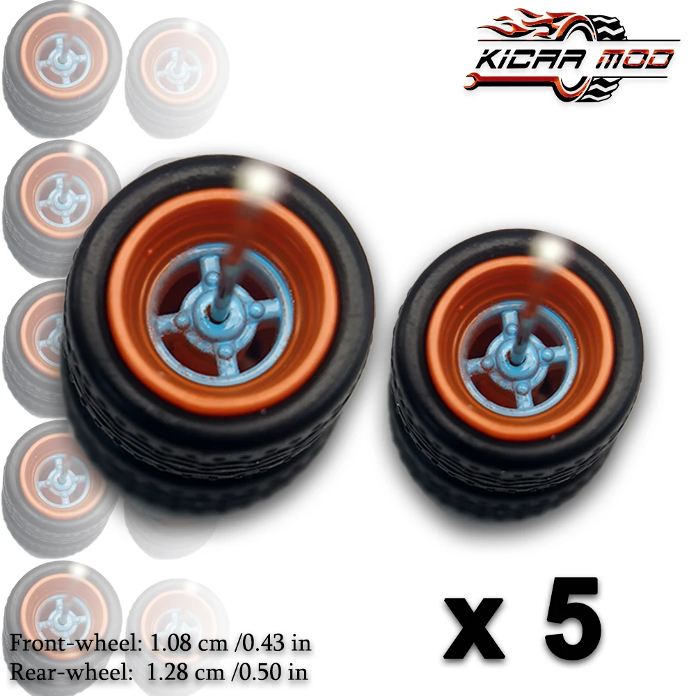 KICARMOD 1/64 걸프 휠 트레드 패턴 고무 타이어 앞바퀴 11mm 뒷바퀴 13mm 스포츠카용 교체 부품 5세트
