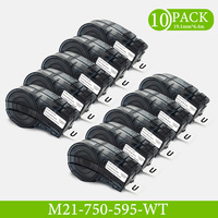 1-10PK Compatible for Brady BMP21-Plus M21-750-595 19.1mm Black on White 3/4' Vinyl Label Cartridge Tape BMP21-LAB Label Printer