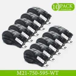 1-10PK Compatible for Brady BMP21-Plus M21-750-595 19.1mm Black on White 3/4' Vinyl Label Cartridge Tape BMP21-LAB Label Printer