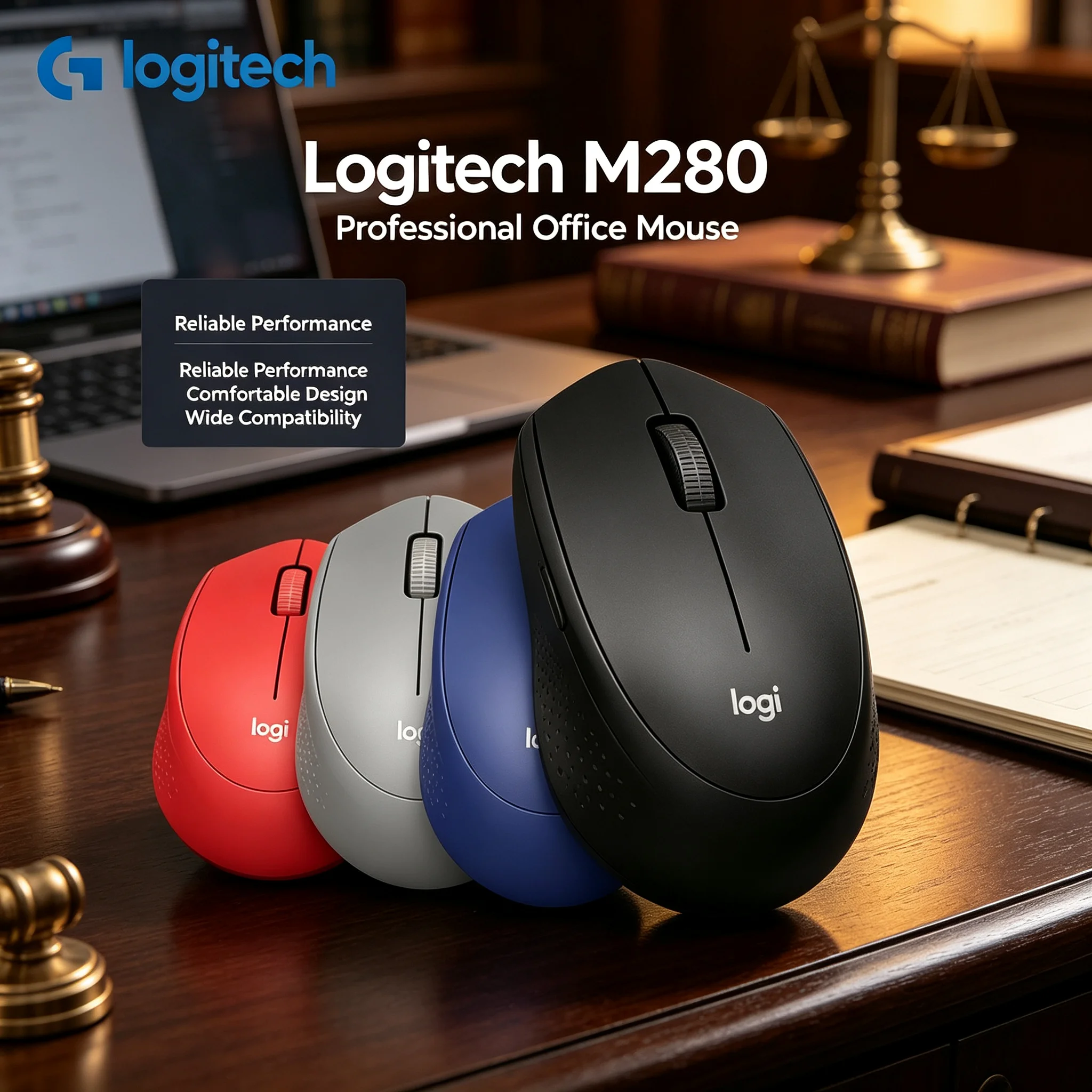 Logitech M280 Original Wireless Computer Mouse, Comfort Ergonomic Shape, Long Battery Life, 2.4G Stable Connection Office Mice