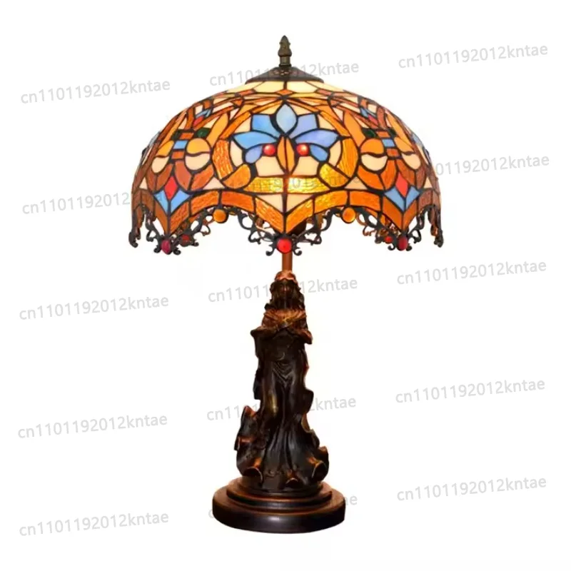 12inch 30cm European Classic Love Beads Desk Lamp  Stained Glass Retro Bar Restaurant Children Bedroom Bedside Table Lamp