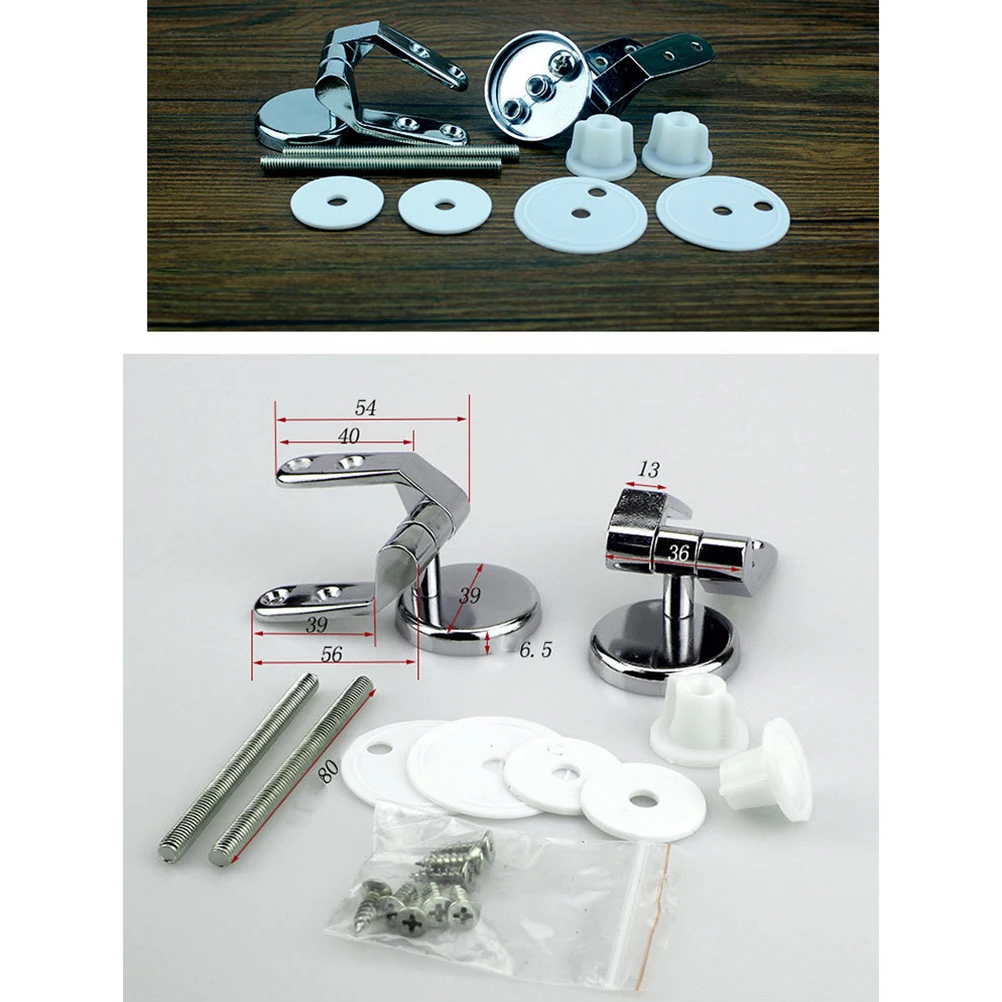 

Universal Toilet Lid Hinge Set Durable Suitable Wood Metal Plastic Easy Installation Silver Fixtures DIY Repair Bathroom