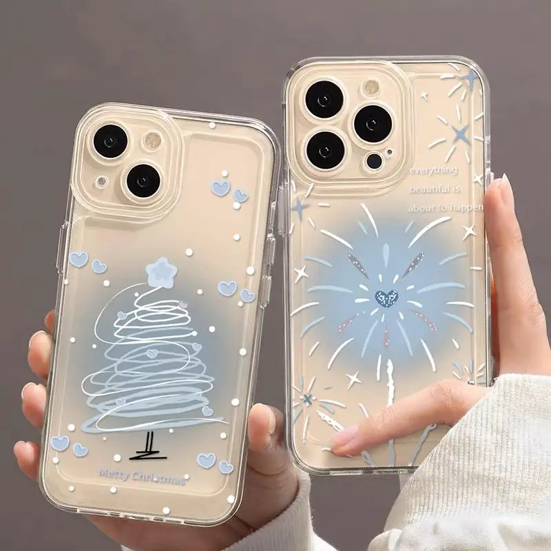 For Samsung Galaxy A05 A05S A7 2018 A25 A15 A05 A22 A13 A32 4G A04E A03 Core A04 A24 Case Cover Clear Christmas Tree Gift Case