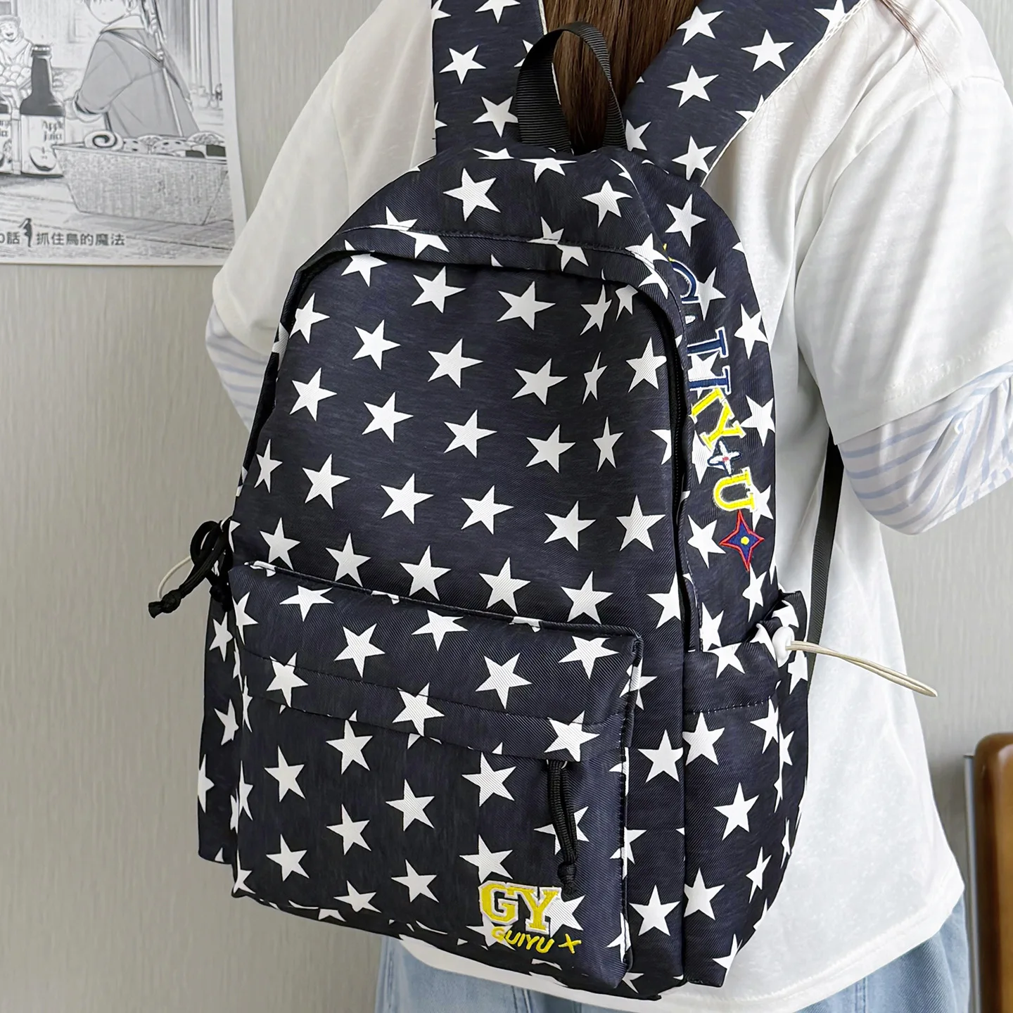 Star Print Women Backpack Large Capacity, Casual Daily Daypack for Teen Girls Daypack  Bagpack, Suitable for School, Shopping