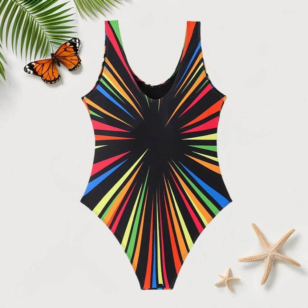 2024 Summer Women Sexy Backless One Piece Bikini Swimsuit Women Swimsuit Triangle Belly Covering Bikini Colorful Swimsuit