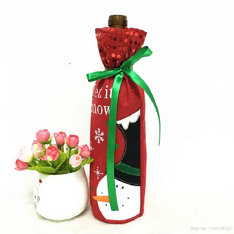 Newest Non-woven Fabrics Wine Bottle Bag Non-woven Santa Claus Snowman Christmas Gifts Decorations for Home