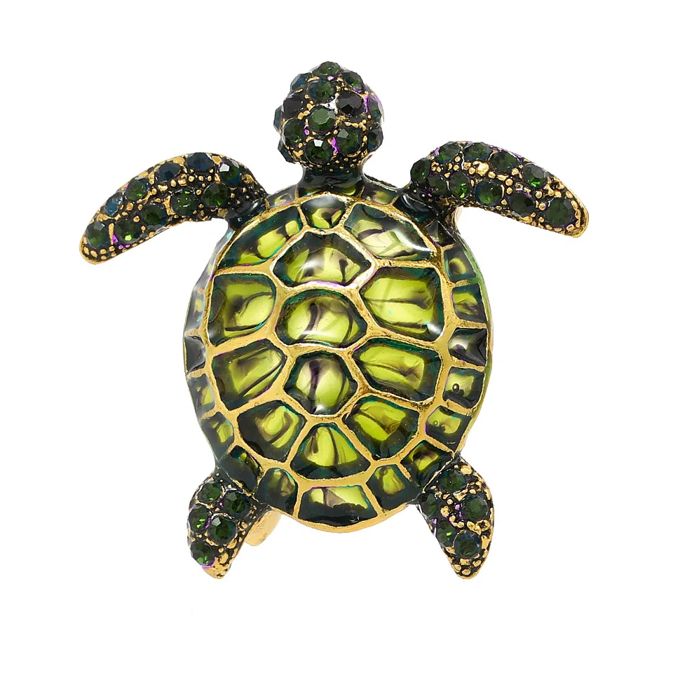 Trendy Green Enamel Turtle Brooches For Women Minimalist Classic Metal Animal Brooch Pins Fashion Jewelry Gifts