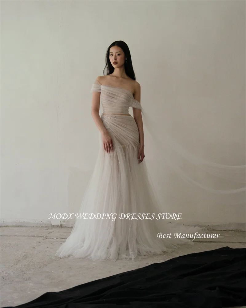 MODX Sexy One Shoulder Mermaid Wedding Dresses Korea Photo shoot Beach Floor Length Bridal Gowns Evening Dress Fairy Vestidos