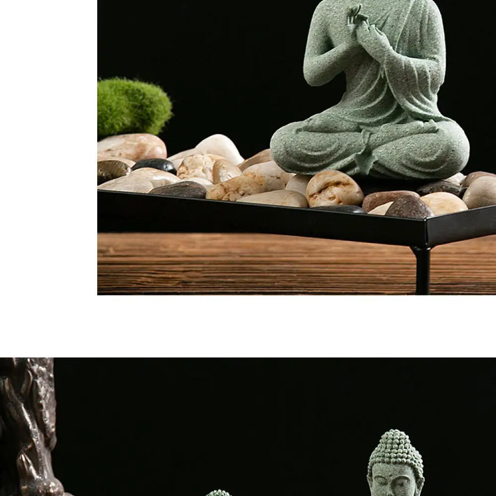 Decorative Sandstone Buddha Sculpture Zen Ornament For Home Office Desktop Aquarium Landscaping Traditional Craft