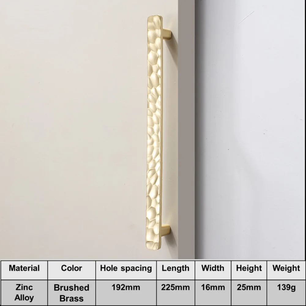 

Retro Push-pull Door Handle Golden Hammer Pattern Comfortable Grip Zinc Alloy Furniture Door Knob Durable Unique Line Design