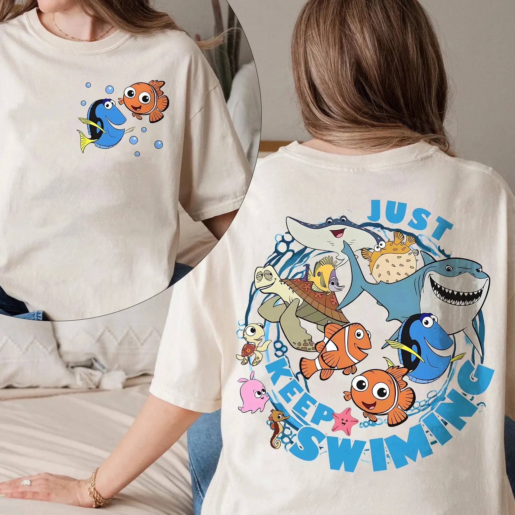 ألوان مريحة العثور على نيمو فقط إبقاء قمصان السباحة، العثور على دوري ديزني رحلة المحملة، قميص نيمو العائلي للعطلات، WDW ديزني #2