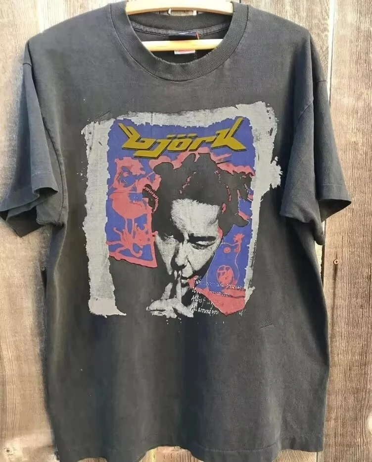 Fashion Vintage T Shirts New Model Bjork Rock Tour Concert T Shirt 2026 Summer Men's and Women's High-Quality Printed T-Shirt