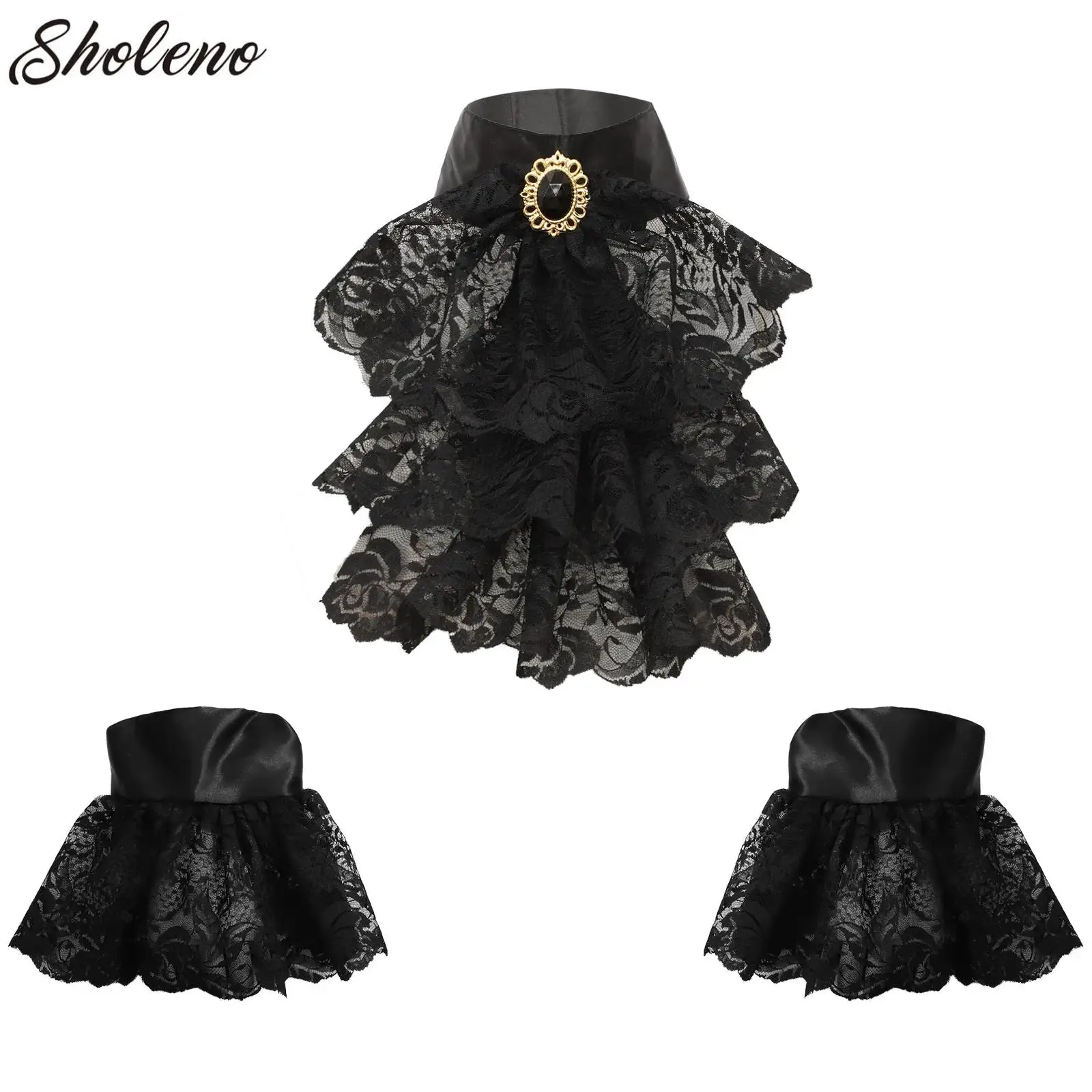 

Renaissance Elizabethan Neck Ruff Collar Ruffled Collar Arm Sleeves for Women Ruffled Faux Collar Layered Neck Ruff