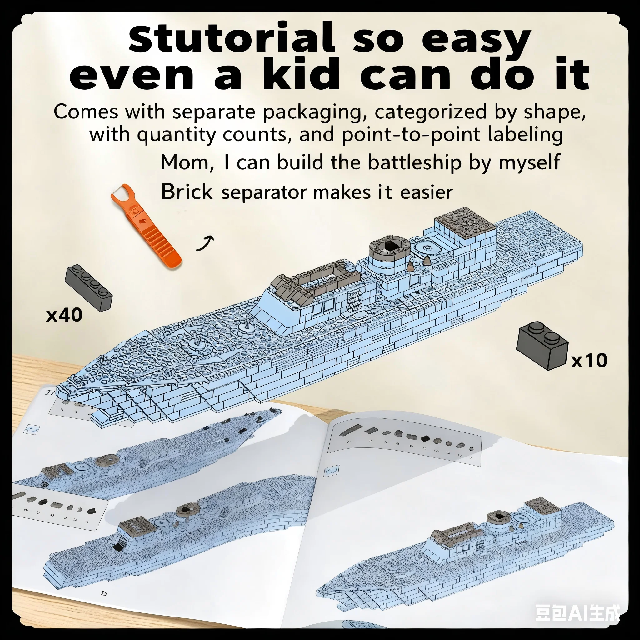 مكعبات بناء سفينة حربية بحرية 6 في 1، مجموعة نماذج سفينة الجيش العسكرية مكونة من 1560 قطعة، لعبة بناء تعليمية هدية للأولاد والأطفال