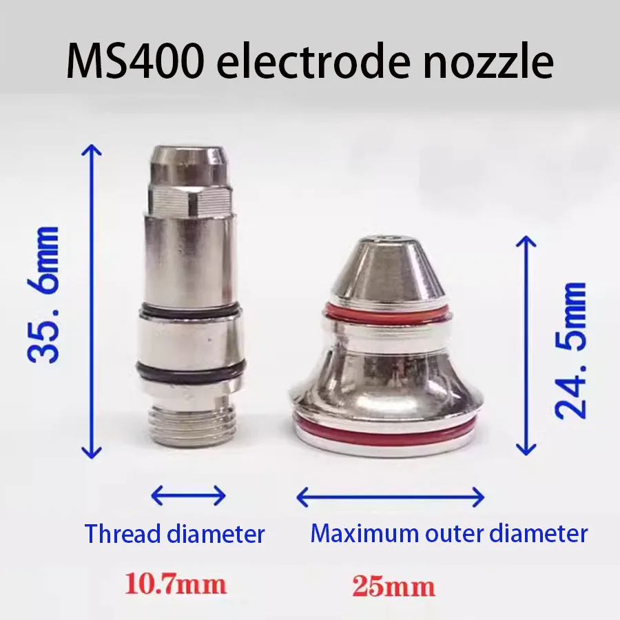 400 electrode nozzle, plasma cutting nozzle, MS-400 welding accessories, vulnerable consumables, silver MS400