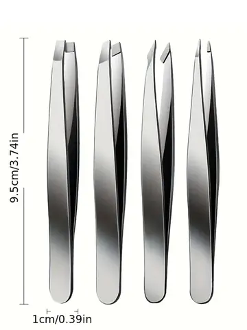 Ouriner Eyebrow Tweezers Set 4 Pcs Stainless Steel Eyebrow Forceps Professional Beauty Tool Set For Facial Hair Inward Growing