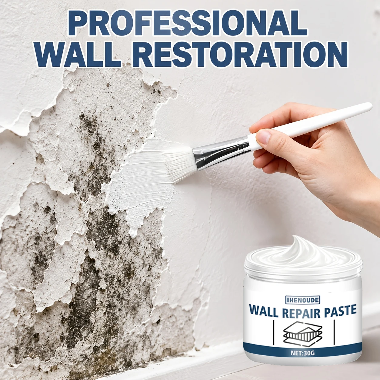 Upgraded Professional Wall Repair Product, Easily Restores the Smoothness of Wooden Furniture and Walls, Crack-Resistant, Convenient to Apply, Effectively Repairs Various Cracks, Peeling, and Holes in Walls and Wooden Furniture, Repairs Blackened Walls, Footprints, Graffiti, Scratches, and Scuffs, Easy to Apply, Convenient to Use, Self-Repairing Wall Repair Paste, No Professional Skills Required, Repairs Wall Holes, Cracks, and Peeling Surfaces