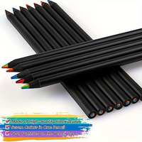 12pcs Rainbow Pencils, Colored Pencils Stocking Stuffers for Painting, Black Wooden Multicolored Pencils Art Supplies