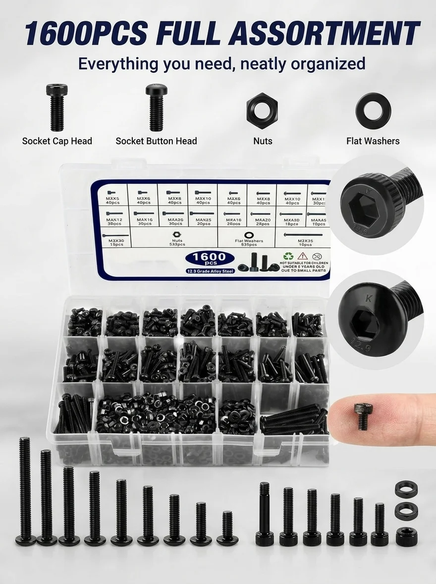 Screw Set Bolt Yes Socket Grade a Black Oxide Screw Bolt Assortment Sets Flower Type Screws Hot Sale