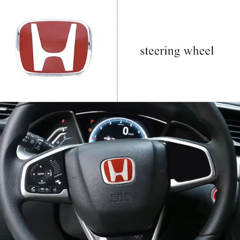 Emblema del volante del coche, pegatina en H para Honda Civic Accord Jazz Fit CRV Odyssey City Pilot Vezel Prelude Insig