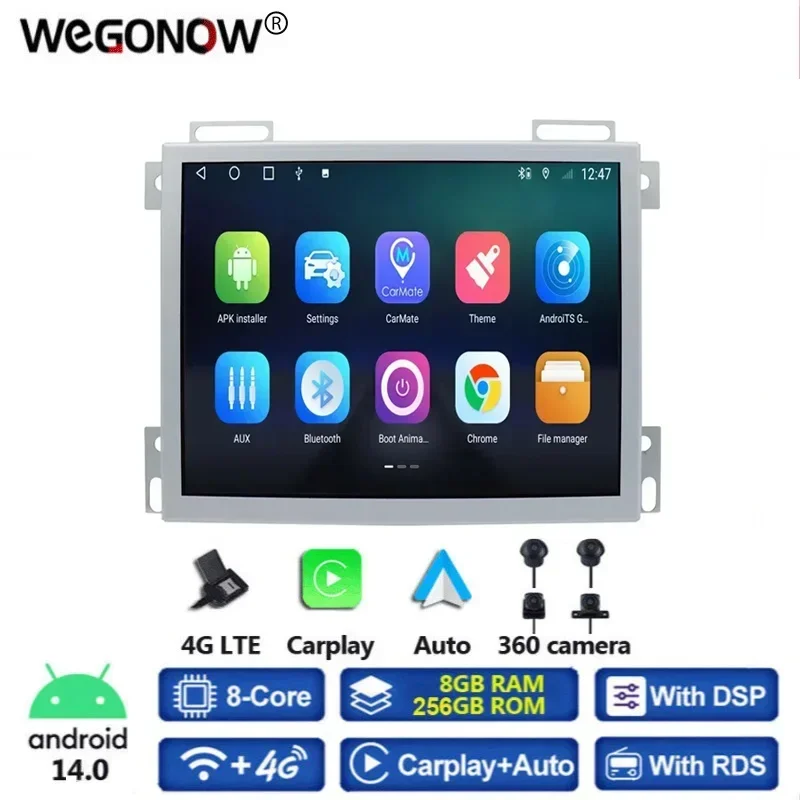 Carplay Android 14.0 8G+256G Car Radio Player GPS WIFI BT For Dodge Challenger Charger Durango RAM 1500 2500 JEEP Grand Cherokee