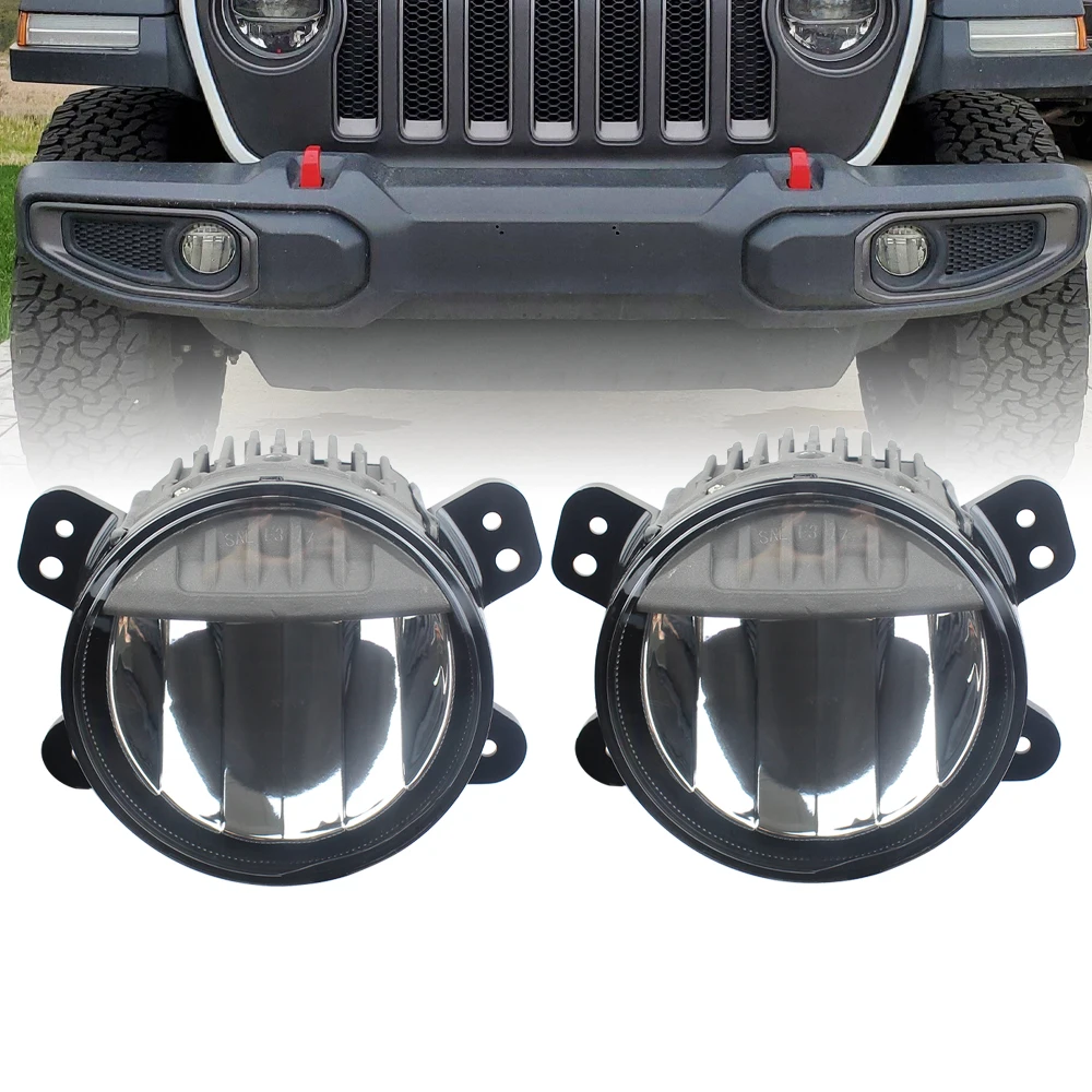 

4" Front Bumper Lamp Upgraded LED Fog Light Assembly for Jeep Wrangler JL JT 2018-2024