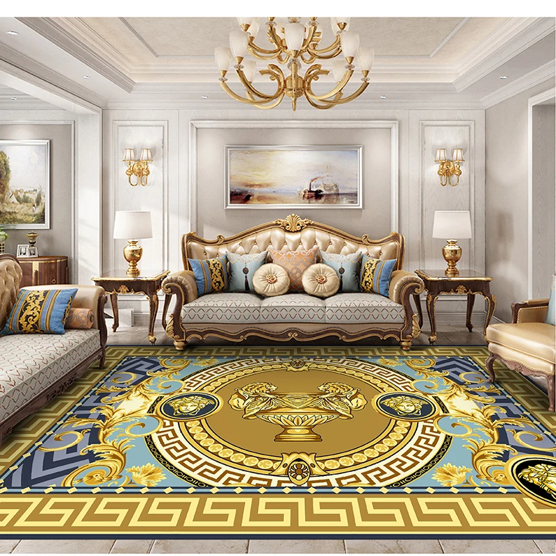 

Handmade Customized Luxury Carpet New Zealand Wool Plus Silk Tufted Washable Reversible Home Bedroom European Court Living Room