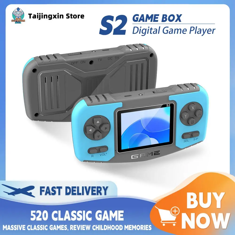 

S2 Retro Video Game Console with 520 Classic Games 4 inch HD Color Screen Portable Game Box Digital Game Player kids Xmas Gift