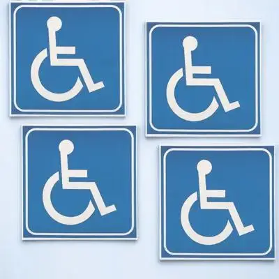 4 Sheets Disabled Access Symbol Wheelchair Sticker Scratch Resistant Easy Apply for Wheelchair Car Window Restroom Elevator