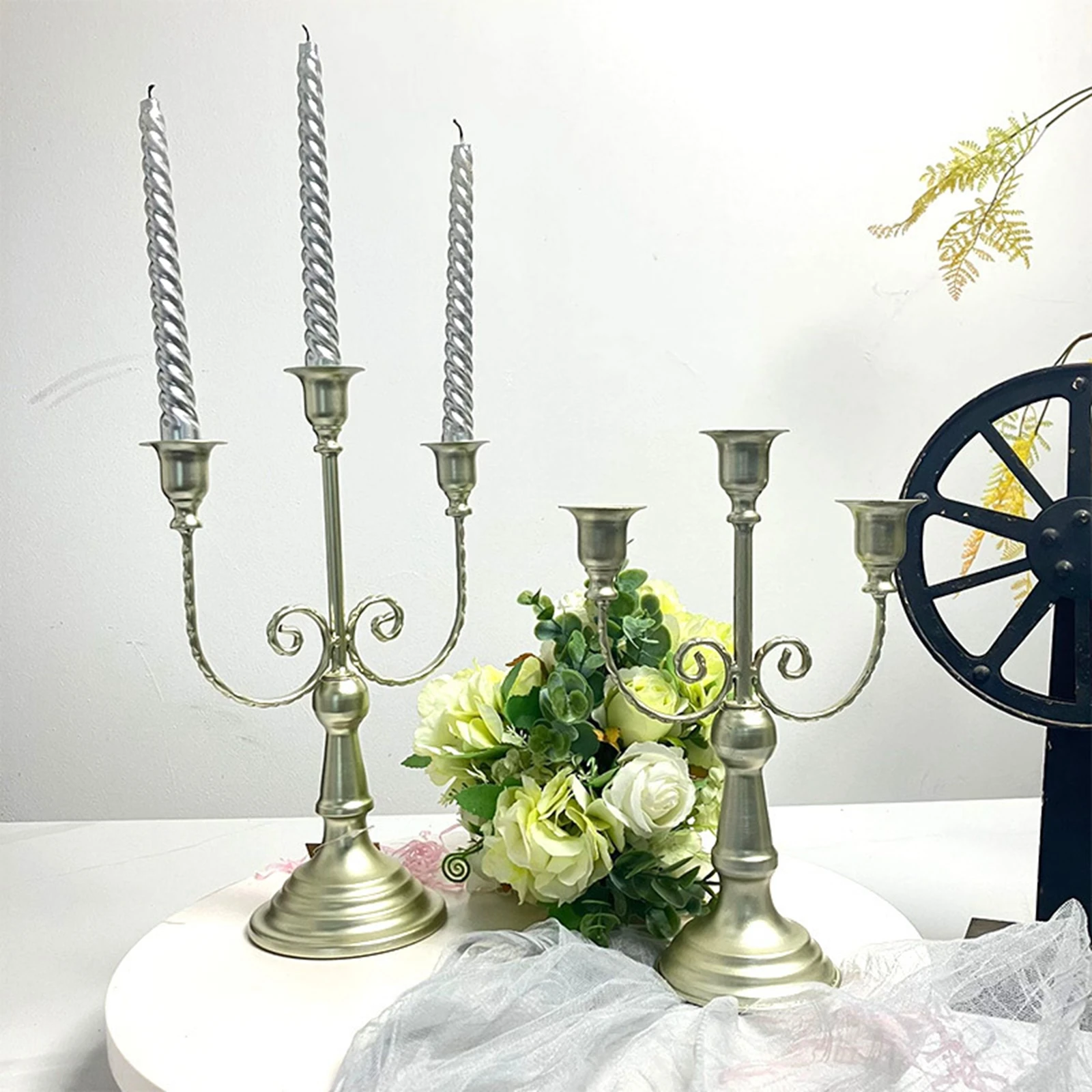 Metal Candelabra Centerpiece Simple Elegant Candlestick Holder for Wedding Thanksgiving Dining Room Living Room Decoration