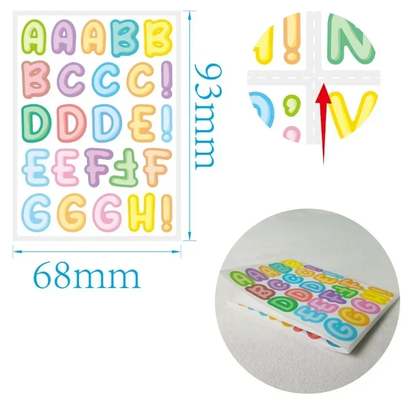 450pcs 5sheet Kids Capital Letter Cartoon Stickers Color English Alphabet Sticker Waterproof Suitable for Diy Cup Cutlery