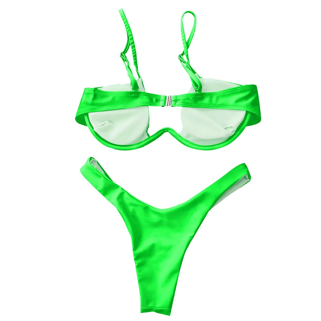 

Женский комплект купальников со стальными кронштейнами, эластичный купальник, полиэстер, летний купальный костюм L