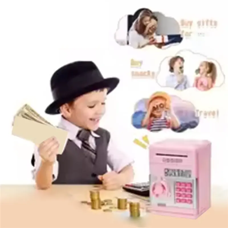 Alcancía con contraseña ATM electrónica altamente recomendada, caja de ahorro de dinero de papel de desplazamiento automático para niños (sin batería)